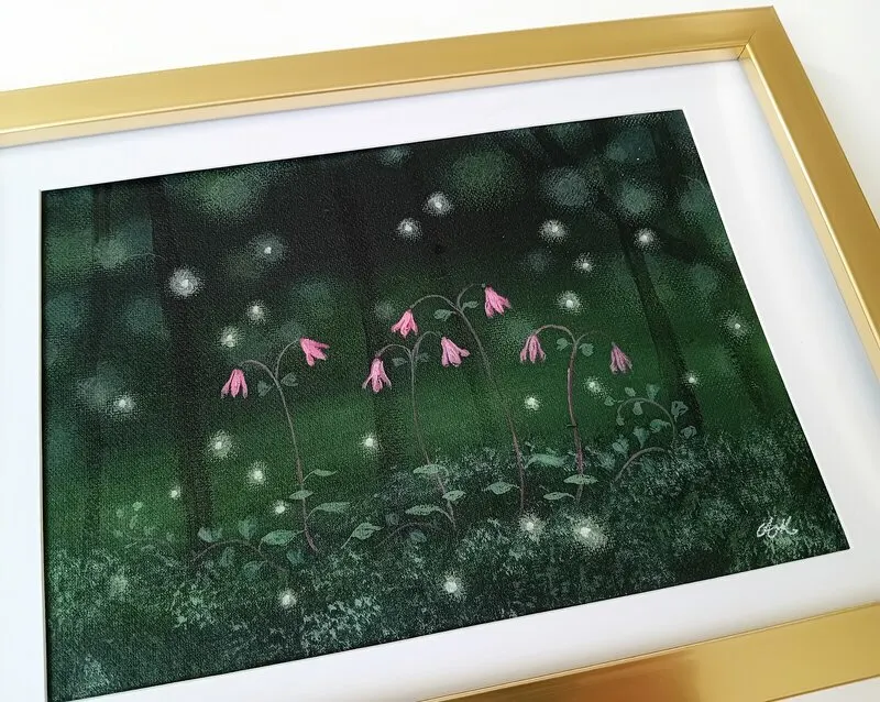 Akrylmålning Linneablommor av Anna Komstadius