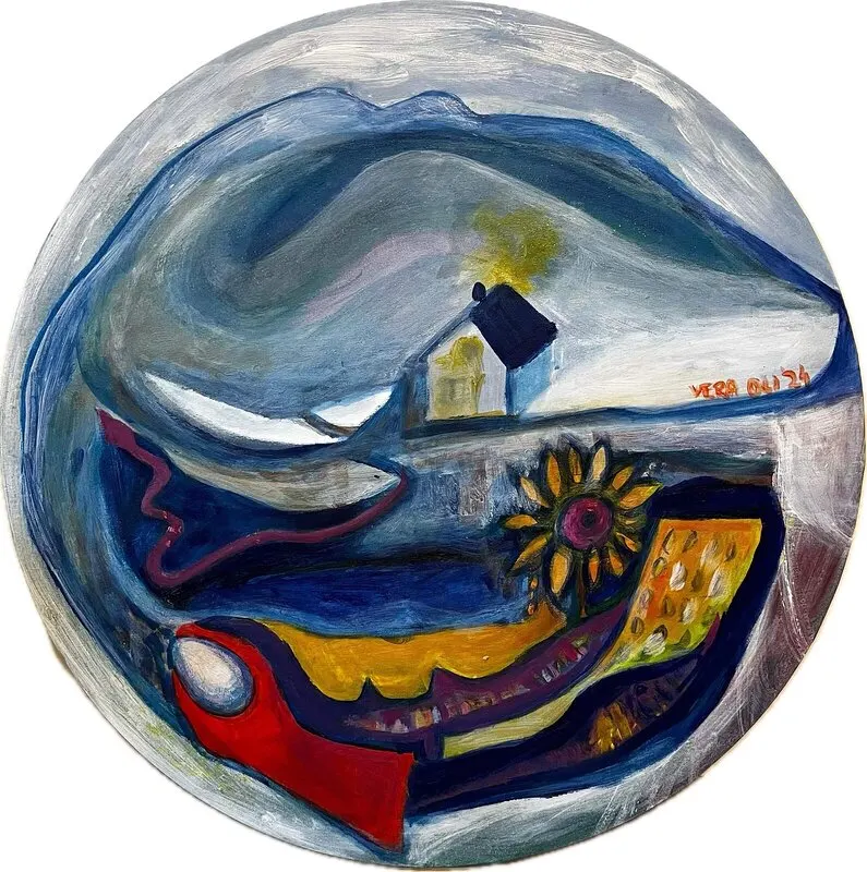 Akrylmålning Winter melancholy of waiting for the spring av Olivera Tadic