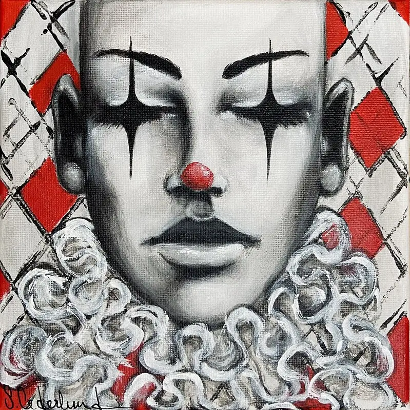 Akrylmålning A little Clownish av Susanne Cederlund