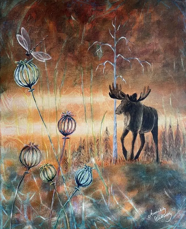 Akrylmålning 15-Taggaren av Annika Eliasson