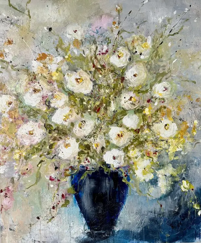 Akrylmålning Wild Roses av Annette MA Stocker