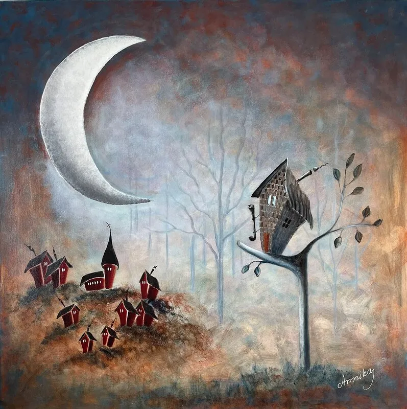 Akrylmålning Livet på en pinne av Annika Eliasson