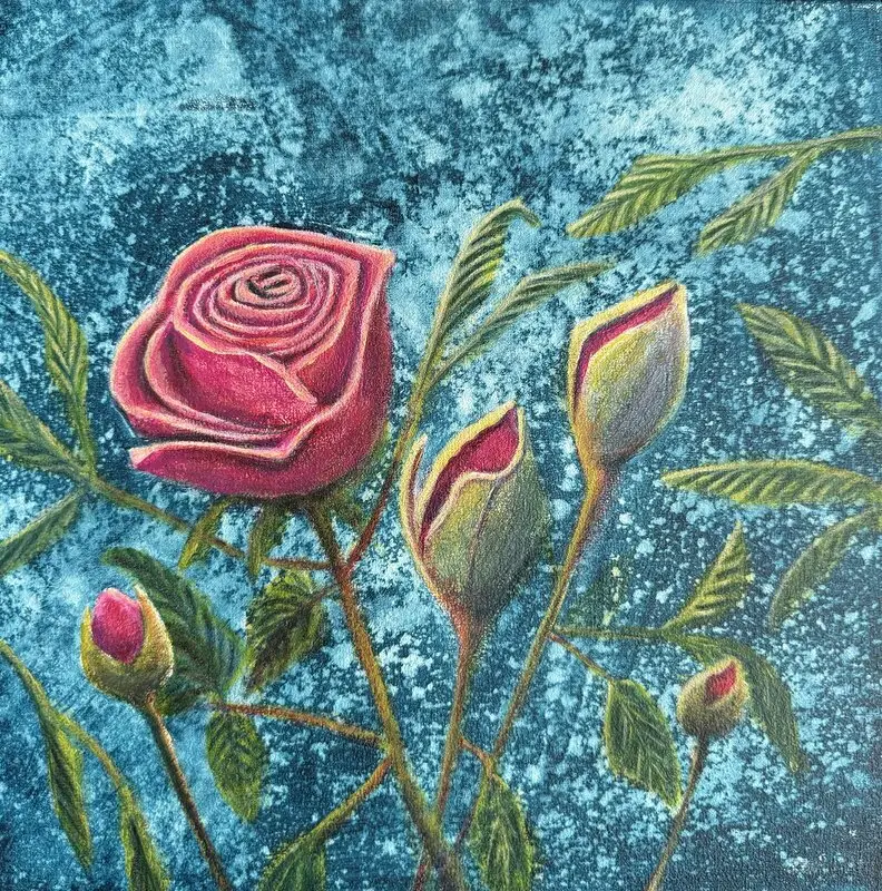 Akrylmålning Rosor i knopp av Lenitha_art