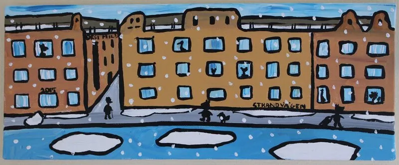 Akrylmålning Strandvägen av Orsi Mild