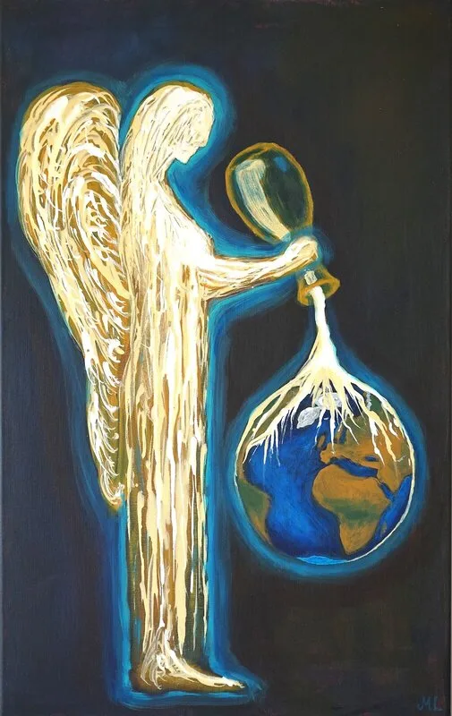 Akrylmålning Pouring Light over the earth av Magnus Lindblom