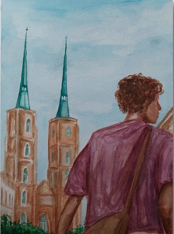 Akvarell Wrocław cathedral del 3 av Nova Blomberg