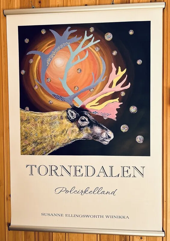 Akrylmålning Tornedalen poster, It´s colour rain, dear av Susanne Ellingsworth Wiinikka