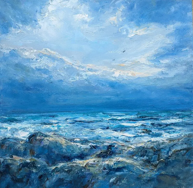 Oljemålning Himlen öppnar sig av Kathrin Bernekorn