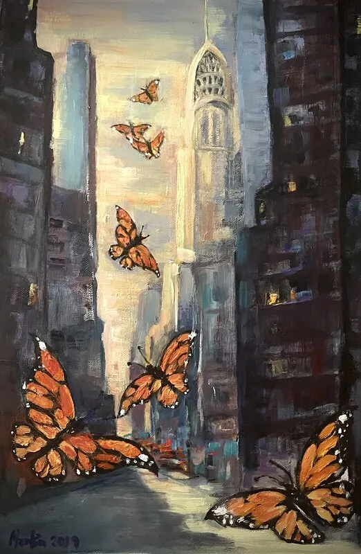 Oljemålning Transformation New York. av Martin Svensson