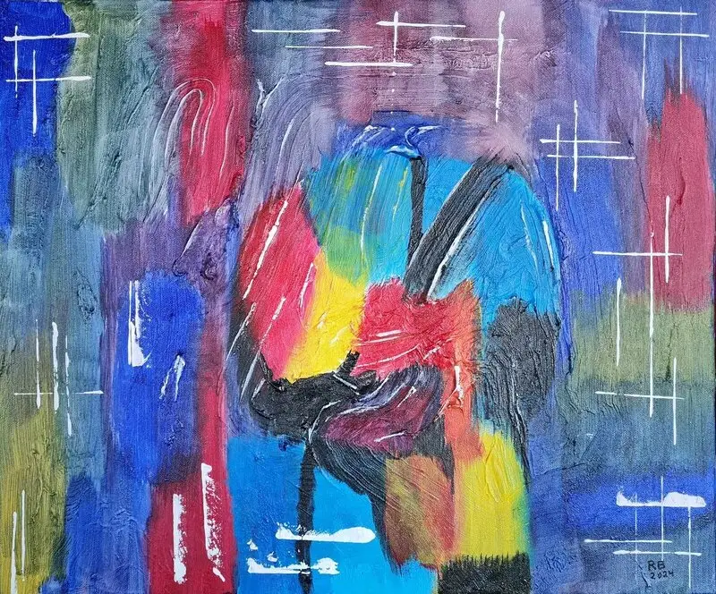 Akrylmålning Fantasi med nyanser av Rolf Brobeck