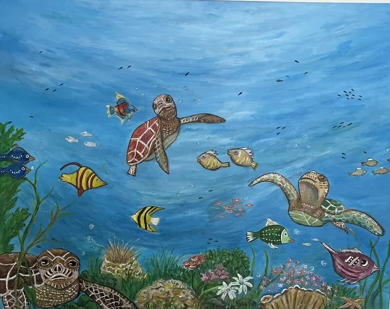 Akrylmålning Under ytan av Monic Arvidson Wawrzyniak