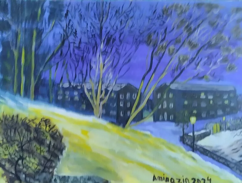 Oljemålning En vintern kväll av Aminazin Van-Gogin