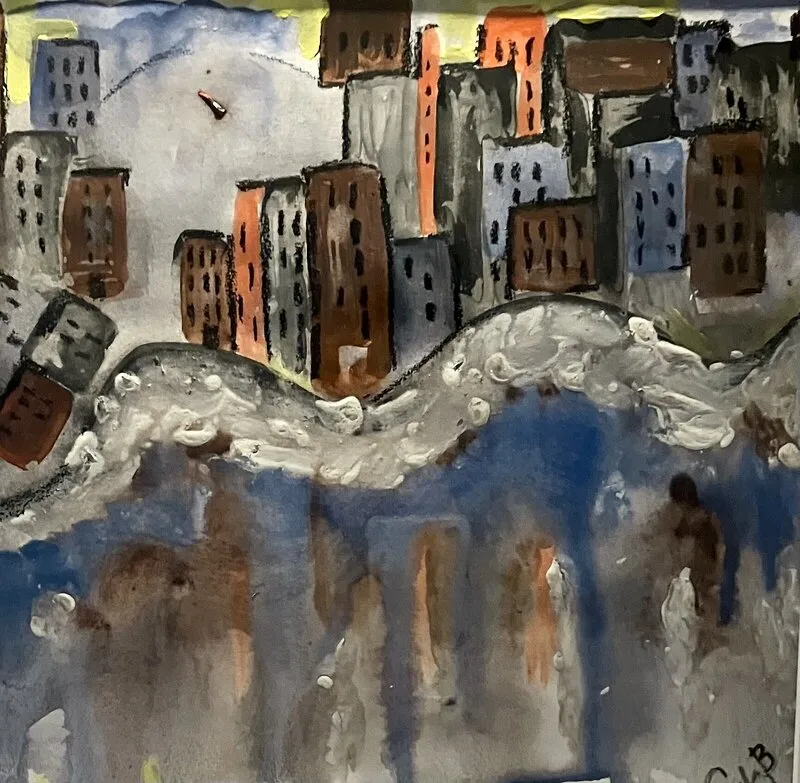 Akvarell Vågskvalp av Gunilla Blomqvist