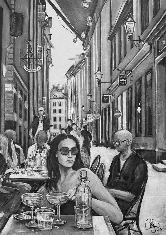 Akrylmålning Pastis no.1 av Matilda Skoglund