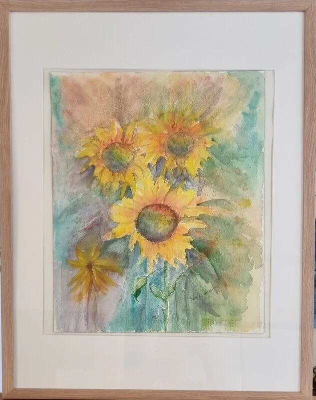 Akvarell Sunflower av Marie Larsson