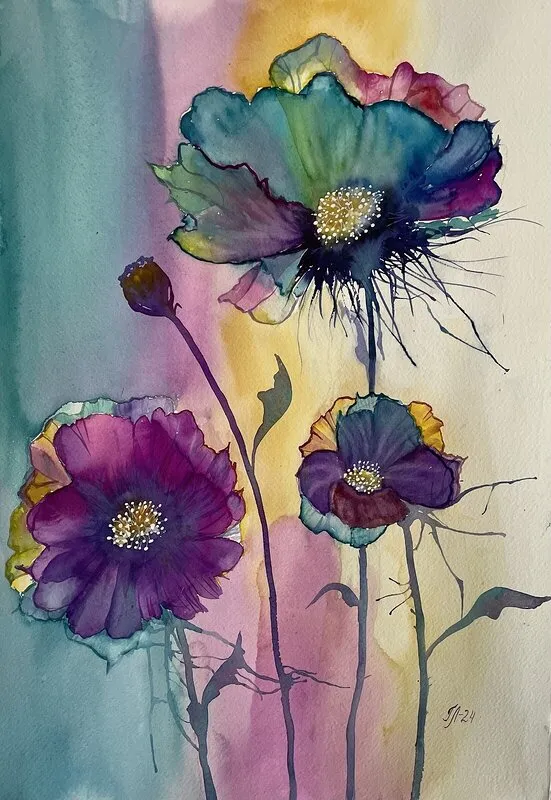 Akvarell Blomsterfantasi av Tanya Lundmark