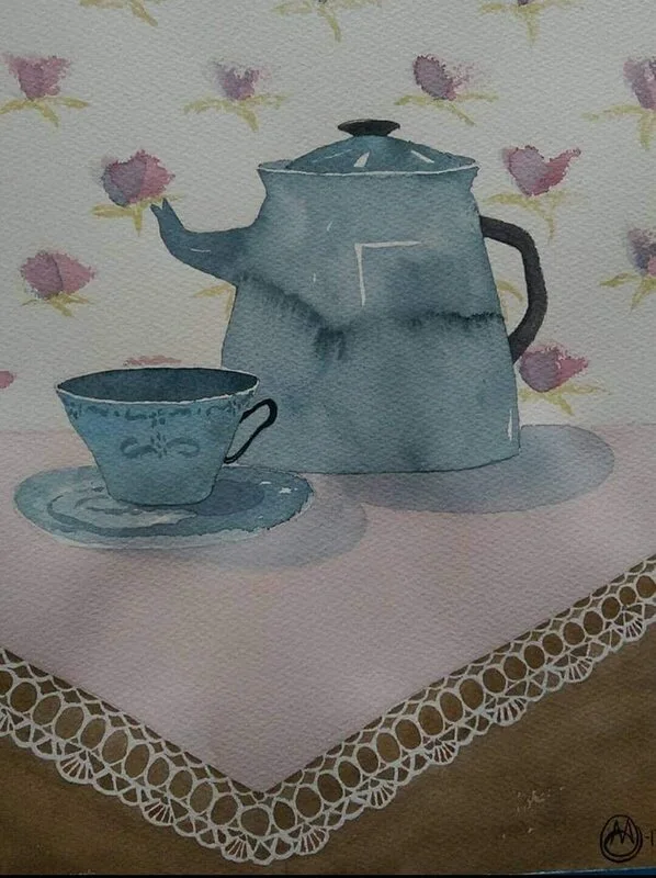 Akvarell Handvirkad spets av Anette Arkbring