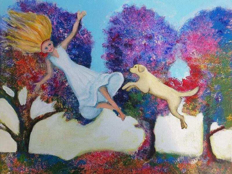 Akrylmålning Lycka! av Karin Sandström Krantz