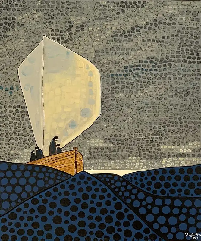 Akrylmålning Ocean blues av Vivianne Otsa