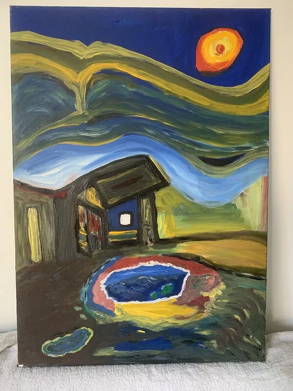 Akrylmålning Flodens färger av Augusto Osorio Morales