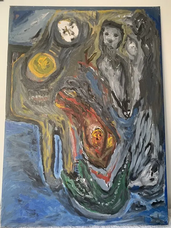 Akrylmålning Förtvivlan. av Augusto Osorio Morales