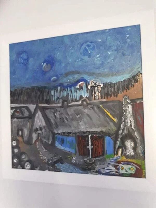 Akrylmålning Hunden på grinden av Augusto Osorio Morales