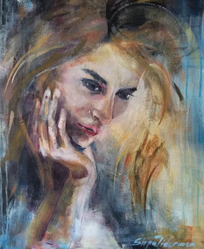 Akrylmålning I mina tankar av Sirpa Tiderman