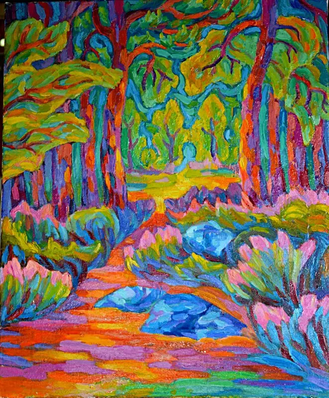 Oljemålning Ljung av Eva Carty