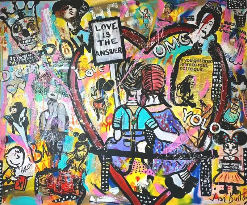 Akrylmålning Love is the answer av Jeanette von Kustos