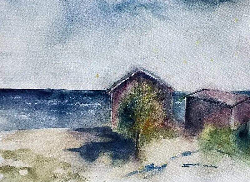 Akvarell Rödlöga av Gunilla Tuvin