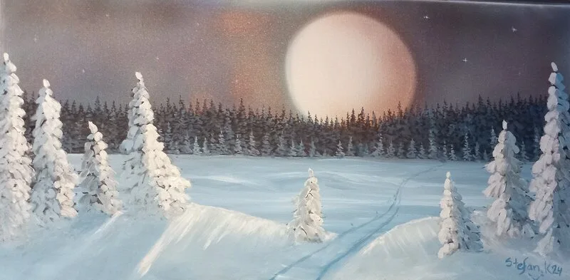 Oljemålning Mån skena natt av Stefan Karlsson