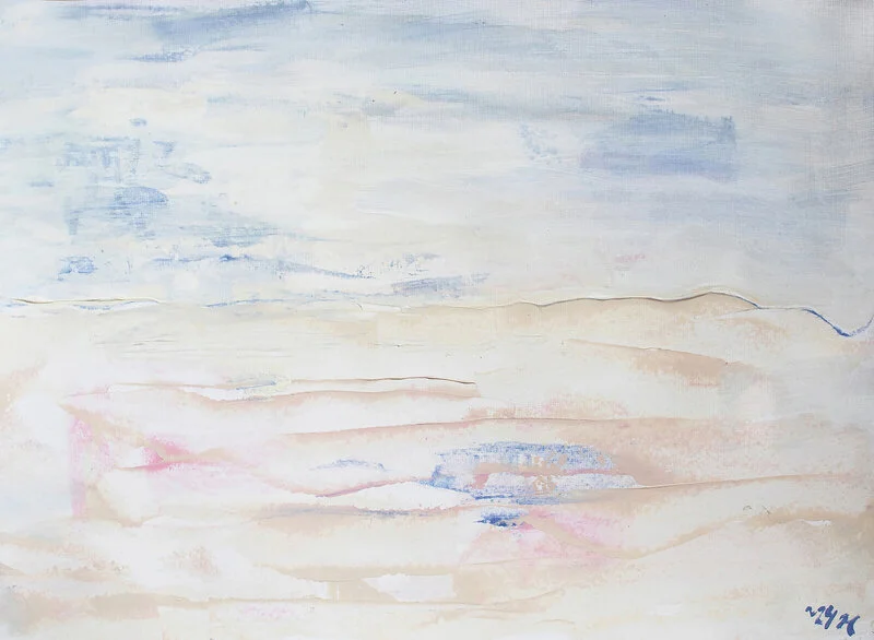 Akrylmålning White Sand Beach av Rebecka Lingmerth