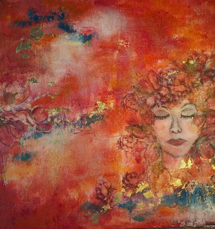 Akrylmålning Flowergirl av Marie Bergwall