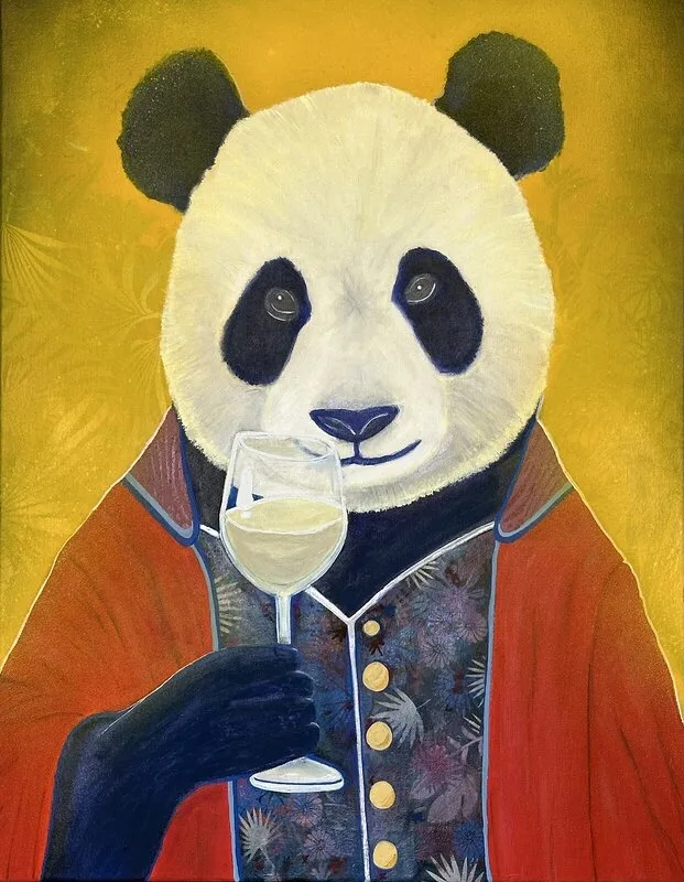 Akrylmålning Champagne Panda av Vesano Design