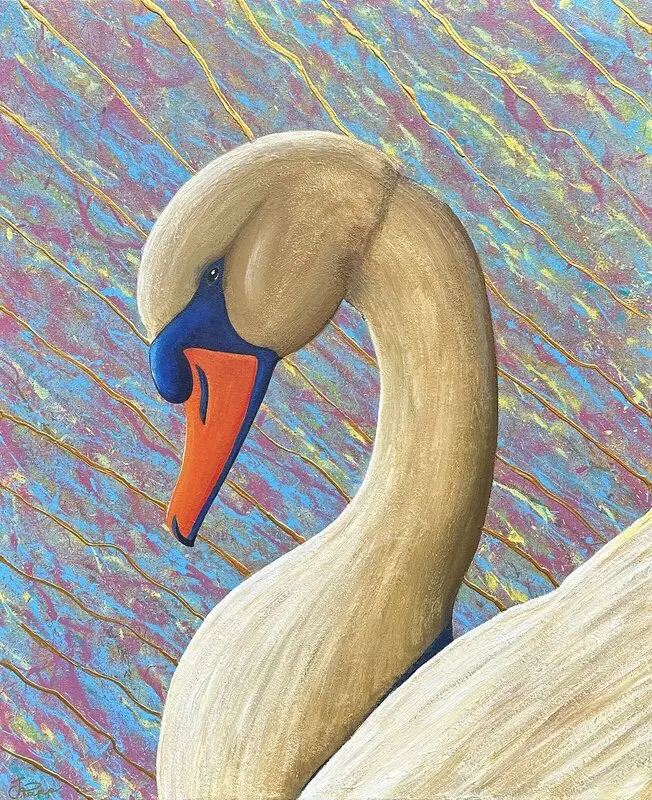 Akrylmålning Elegance Of The Swan av Vesano Design