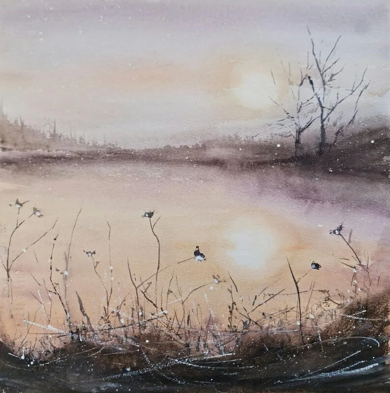Akvarell Quiet Reflections av Pernilla Carlsson