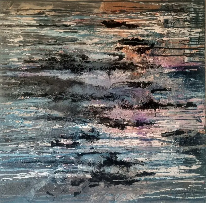 Akrylmålning Sunset abyss av Tina Vallo