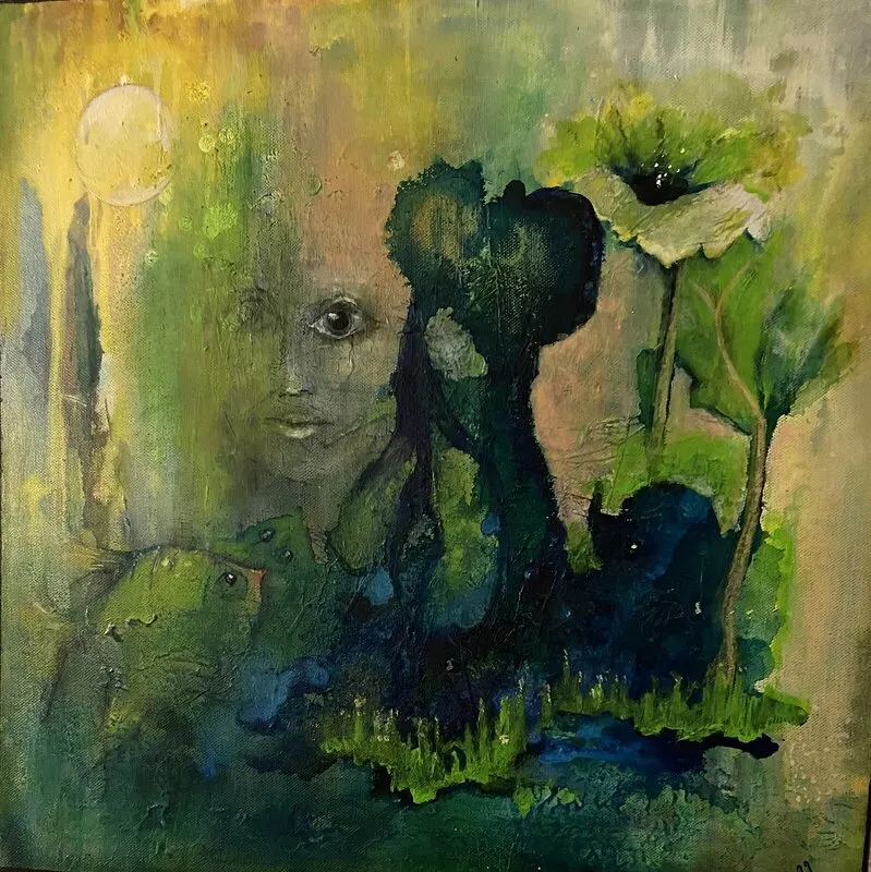 Akrylmålning Betraktaren av Birgitta Gårdensjö