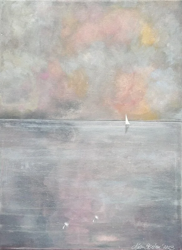 Akrylmålning Vågorna gungar mig till ro av Malin Ekström