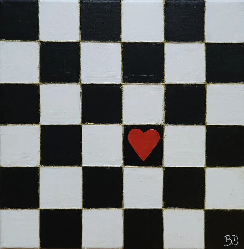 Akrylmålning Heart chess av Beatrice Donnerberg
