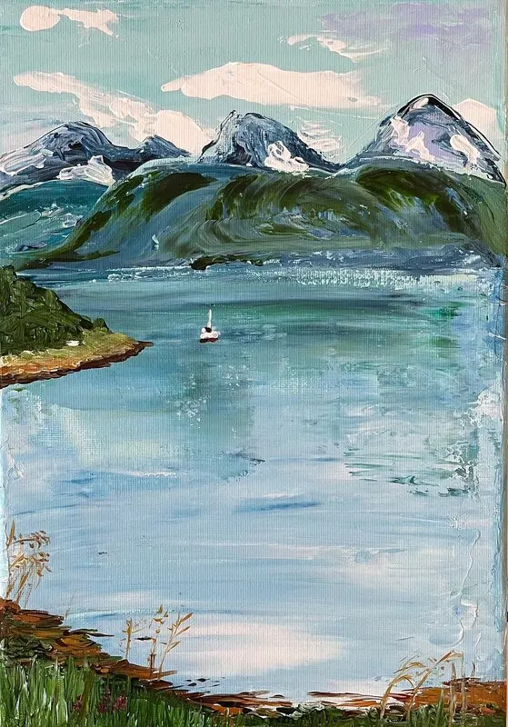 Akrylmålning Nordnorge av Katarina Rönndahl