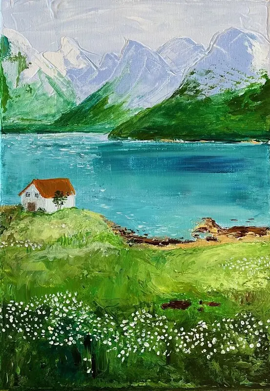 Akrylmålning Senja av Katarina Rönndahl