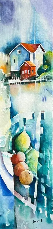 Akvarell Bryggan av Smail Ajkunic