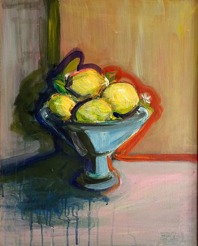 Akrylmålning Lemons from garden av Elisa Pålsson