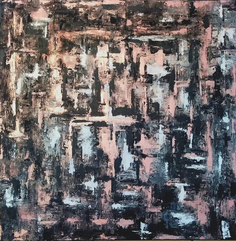 Akrylmålning 066 Secret Cube av Carolina Kotlinska