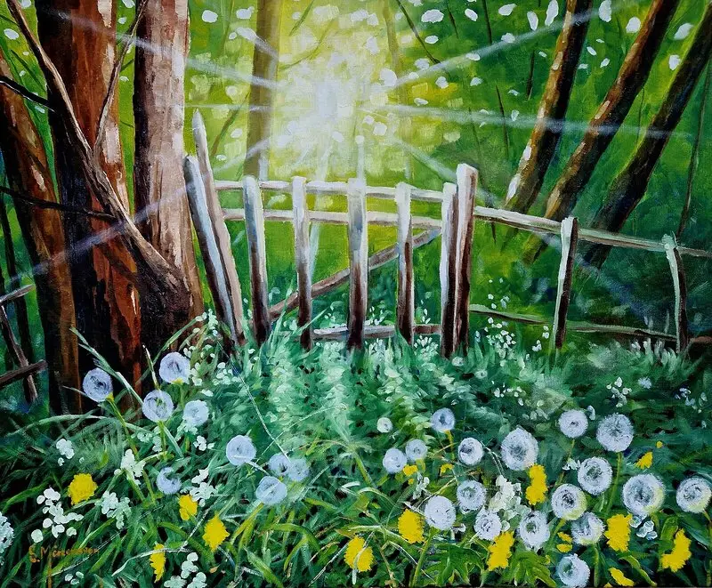 Oljemålning Skogensljus av Stefan Mårtensson