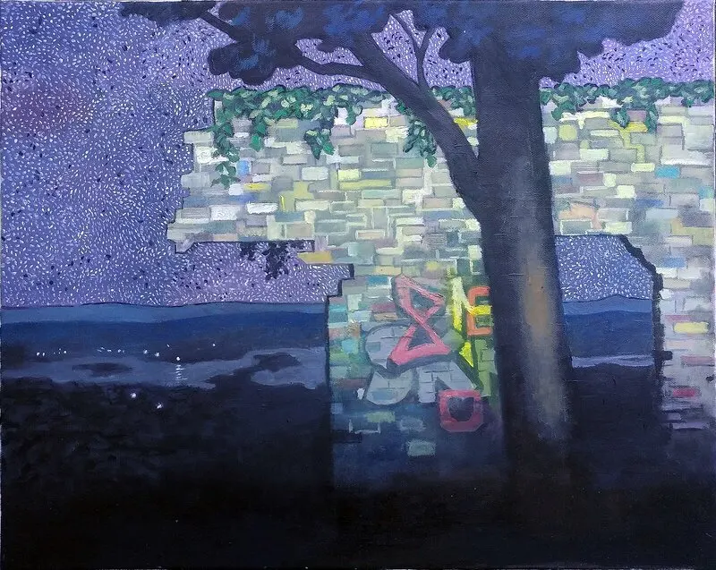 Oljemålning Ruin i landskap av Svante Trottestam