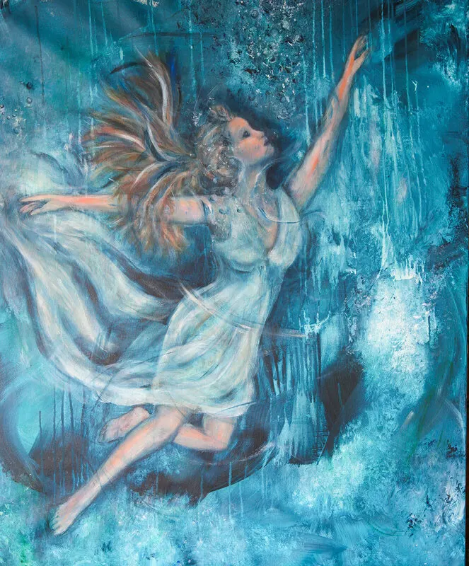 Akrylmålning Reaching for Surface av Sofia Romedahl