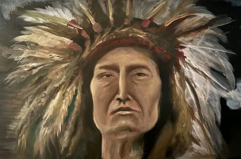 Akrylmålning Native eyes av Michelle Gustavsson Gonzalez