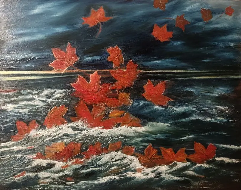Oljemålning Höstlöv av Pia Brodersen
